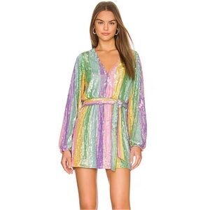 Show Me Your Mumu Wear Me Out Sequin Dress in Rainbow Stripe